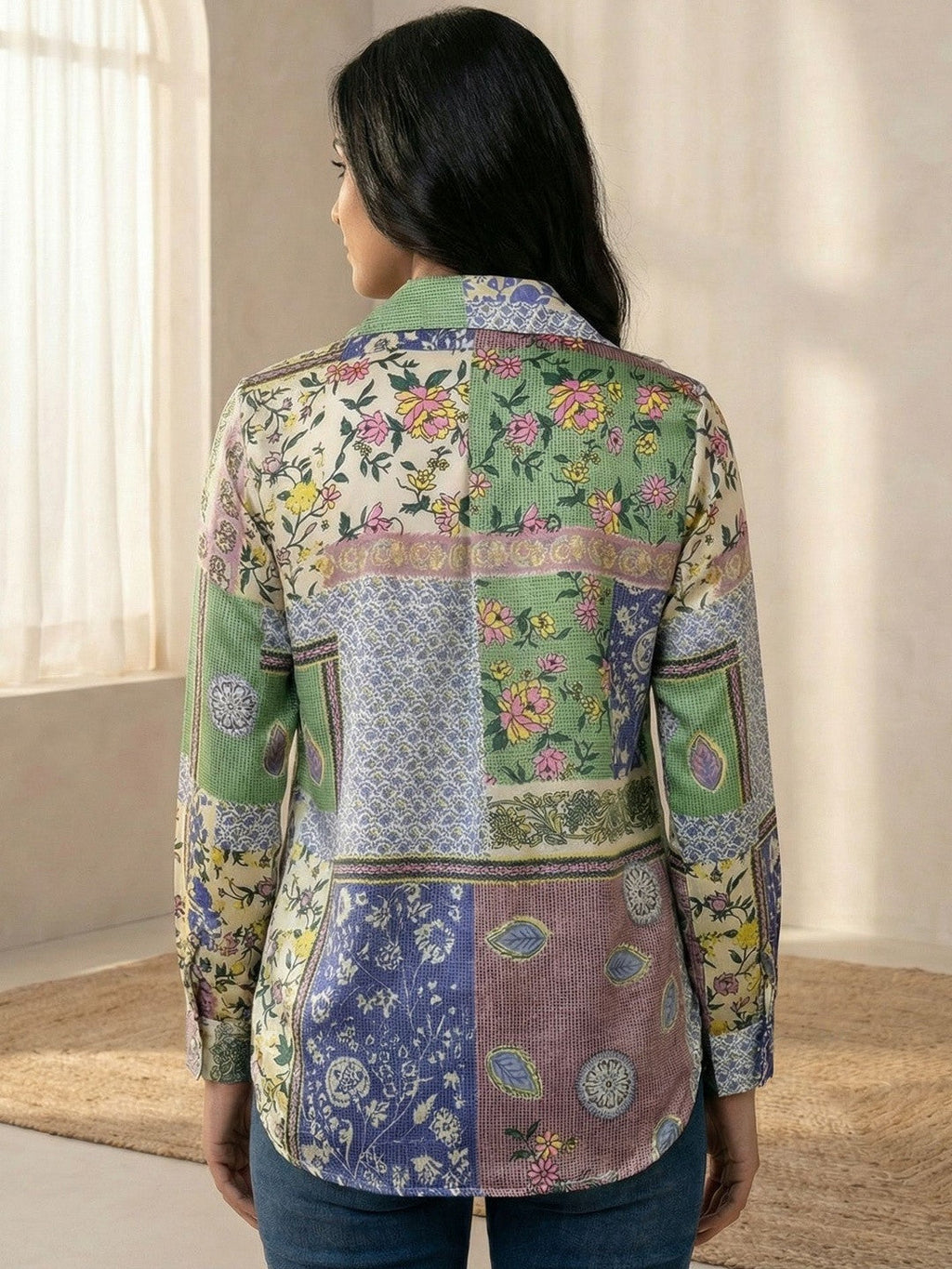 Effortless Elegance Patchwork Print Shirt