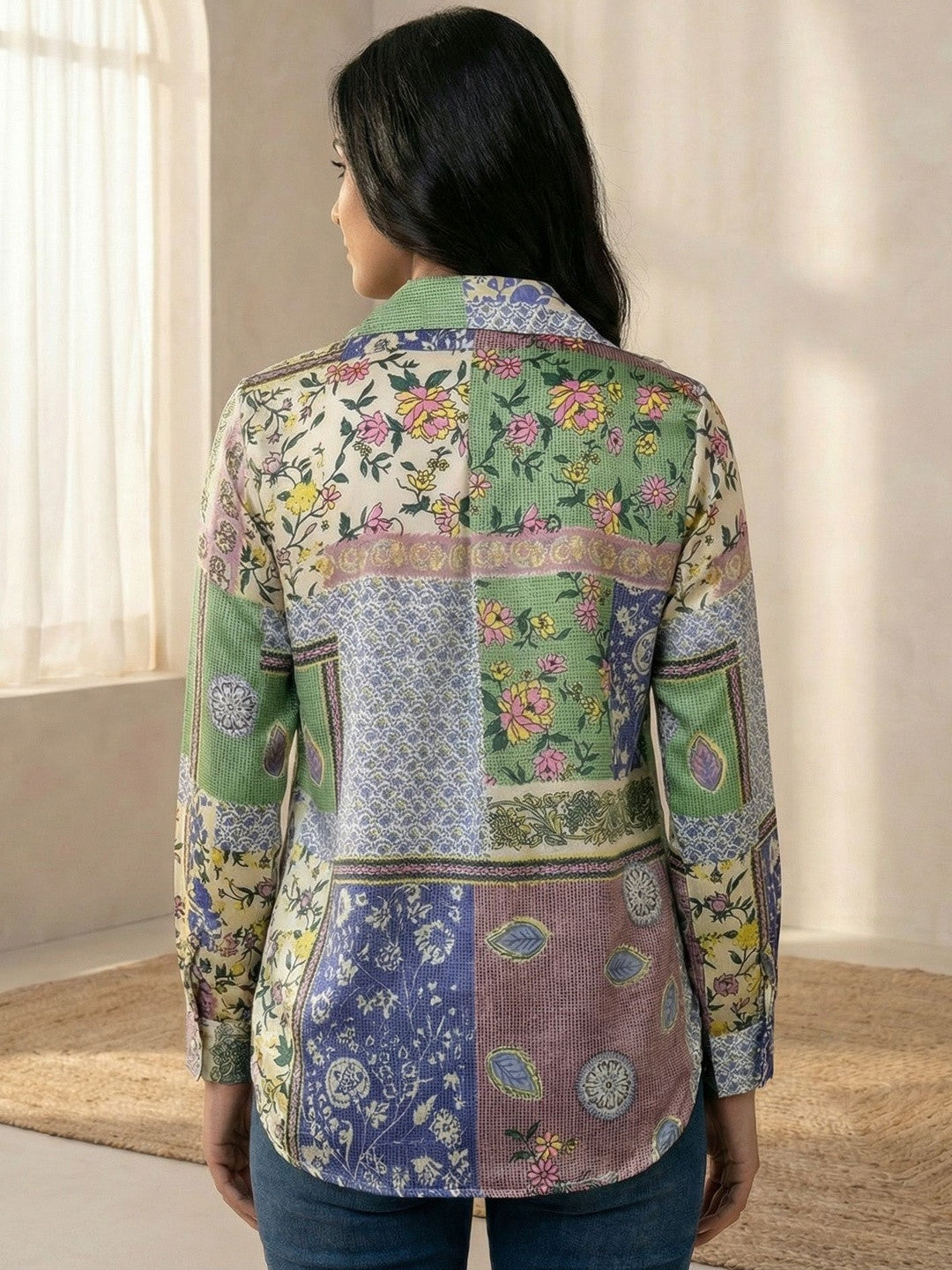 Effortless Elegance Patchwork Print Shirt