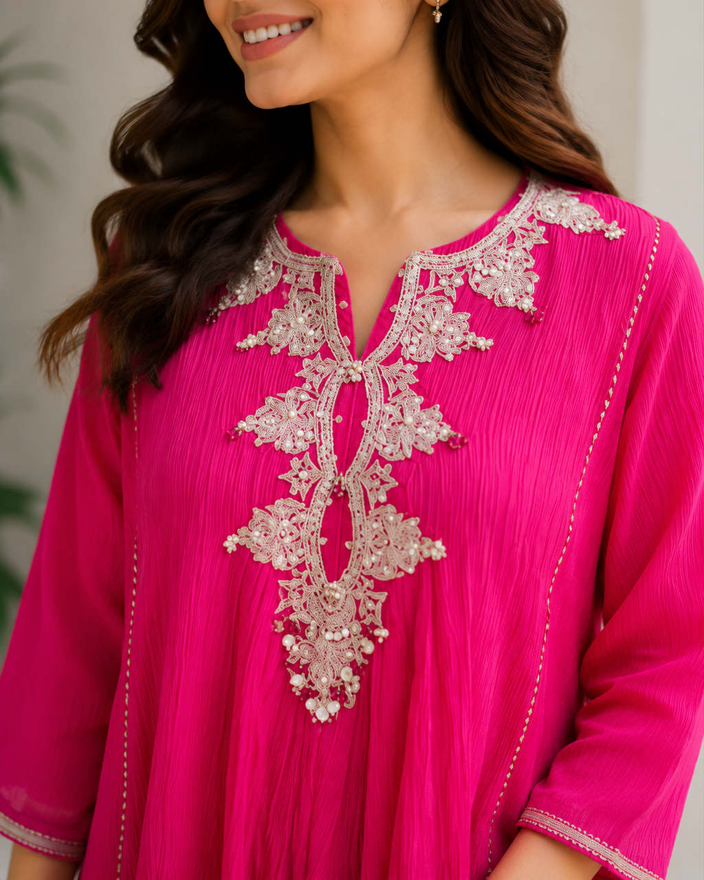 Fuchsia Pink Handmade Flared Co-Ord Set