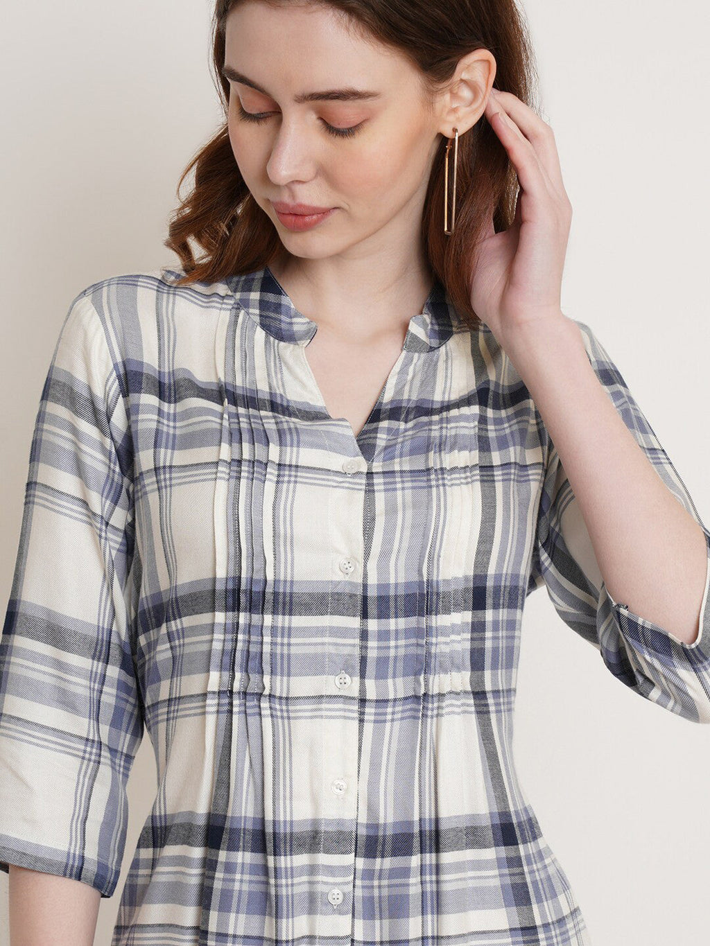 White Breeze Checked Cotton Tunic