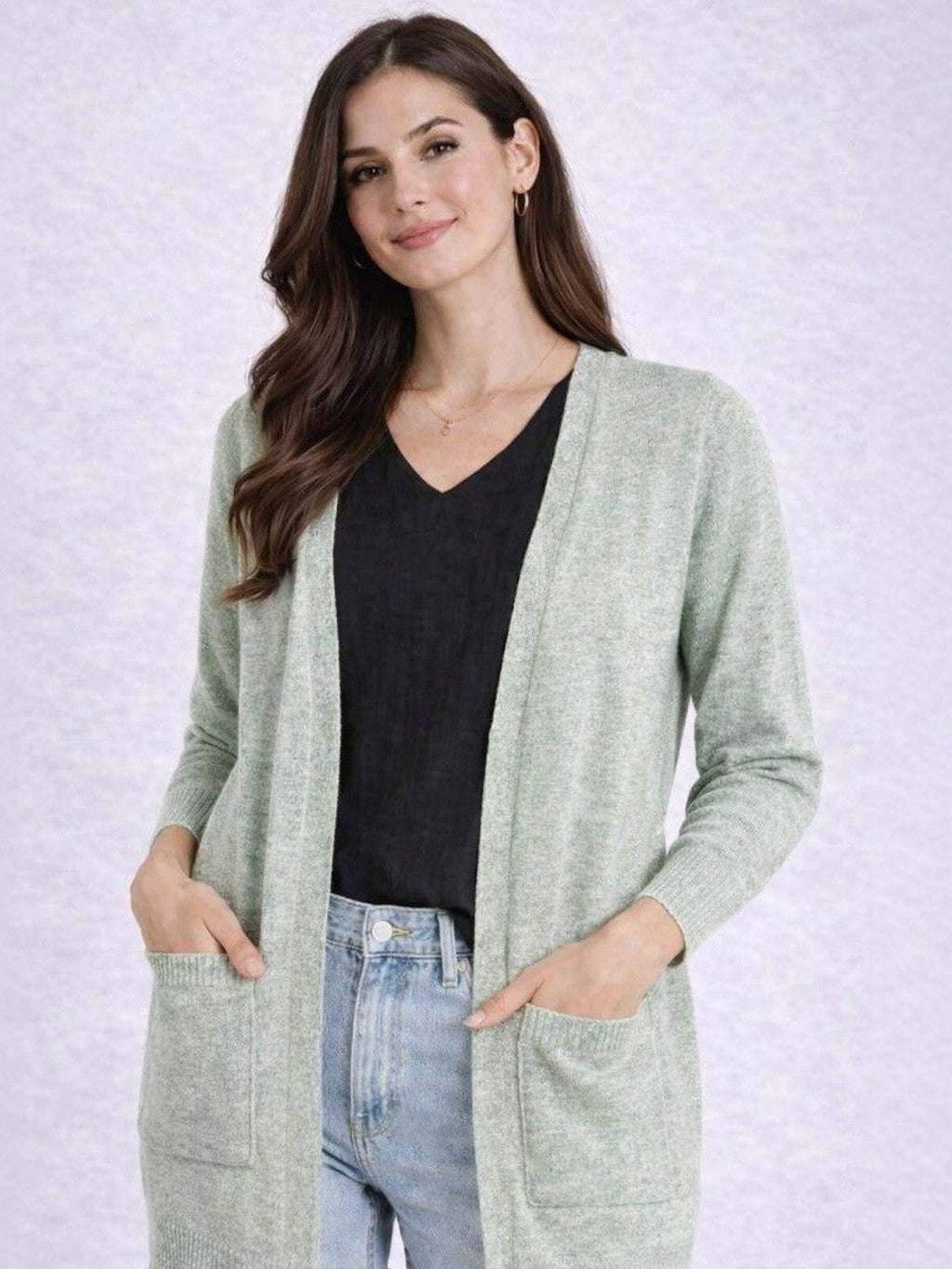 Green Luxe Open Front Shrug