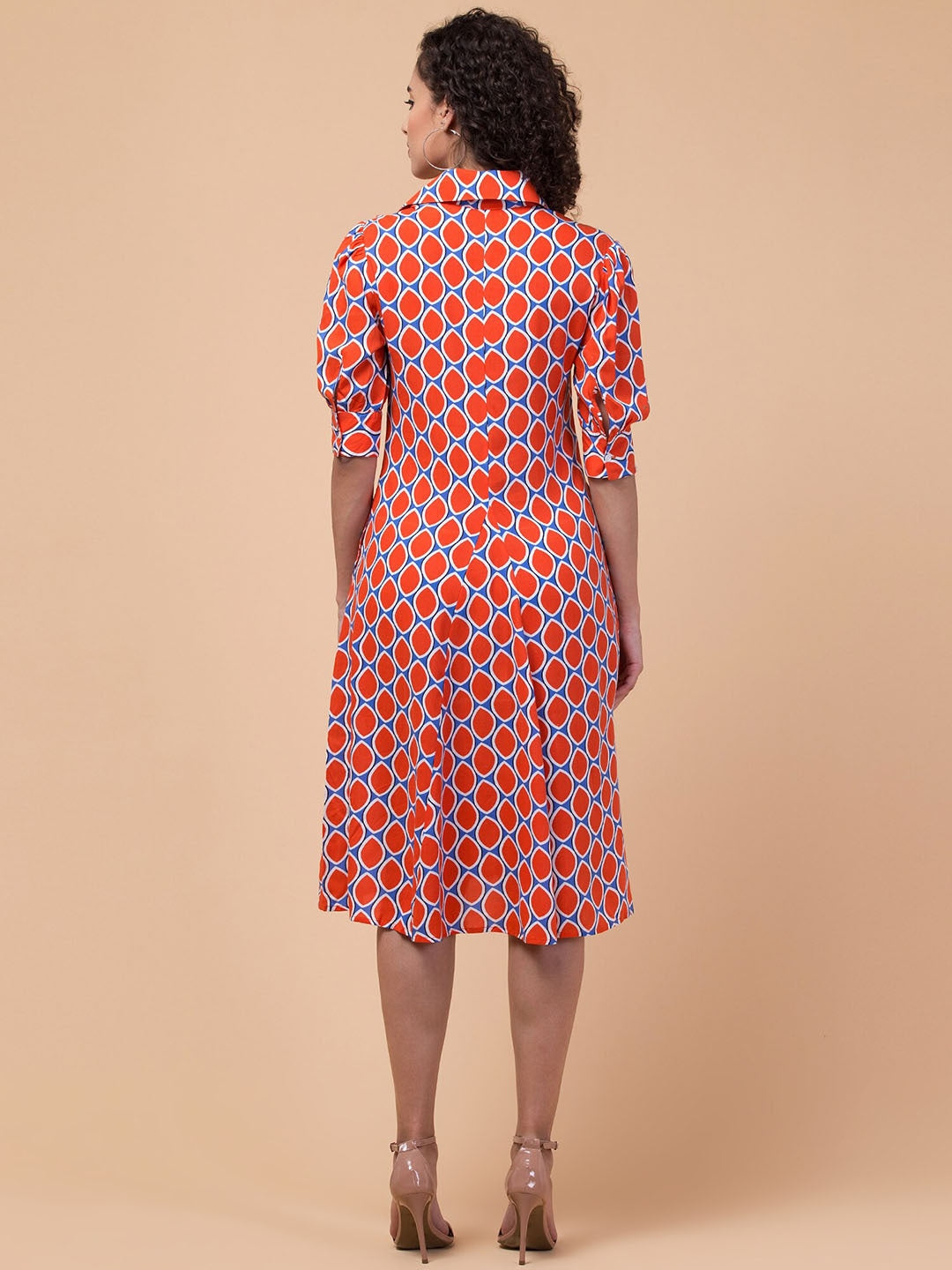 Radiant Reverie Woven Knee-Length Dress with Flared Hemline