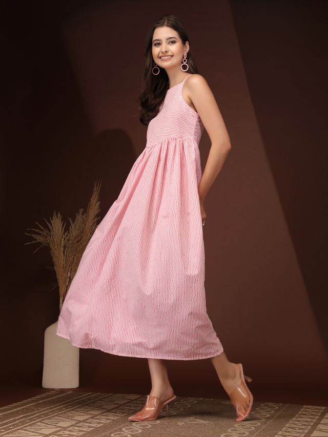 Geo Chic Pink Maxi Dress