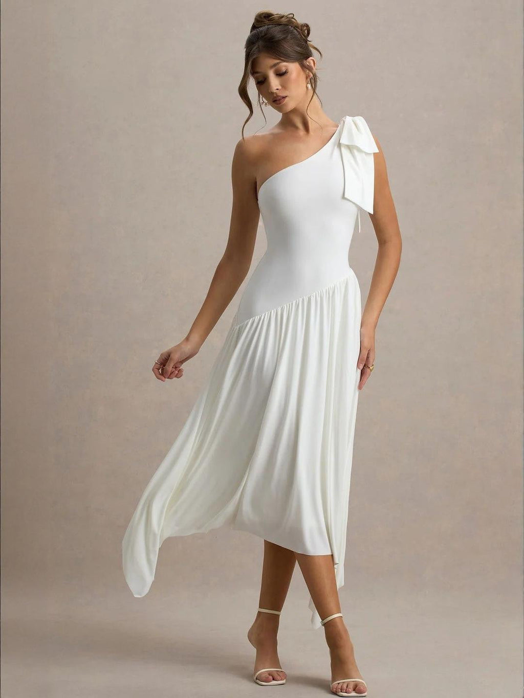 White Chic One-Shoulder Bodycon Dress