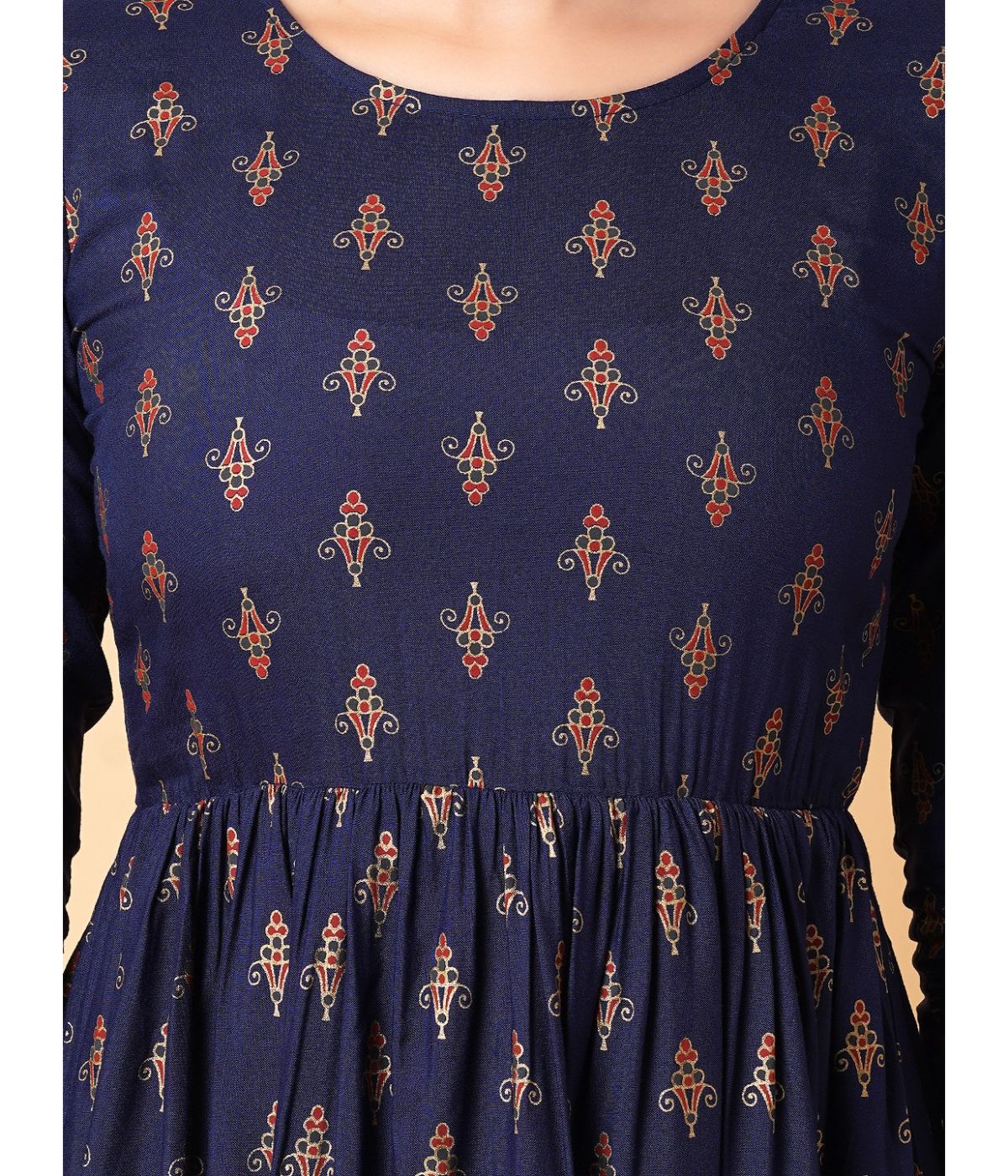 Chic Anarkali Dark Blue Midi Dress