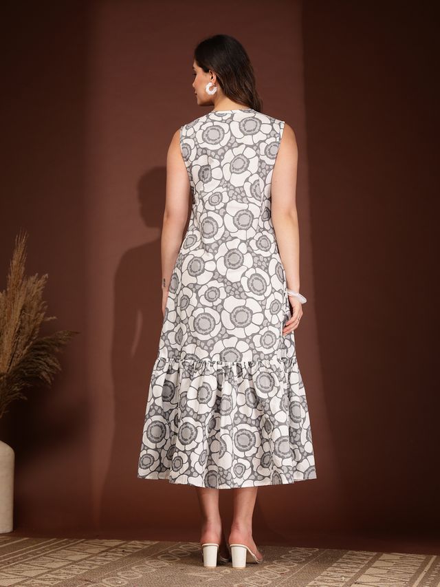 Classic Grey Sleeveless A-Line Maxi Dress