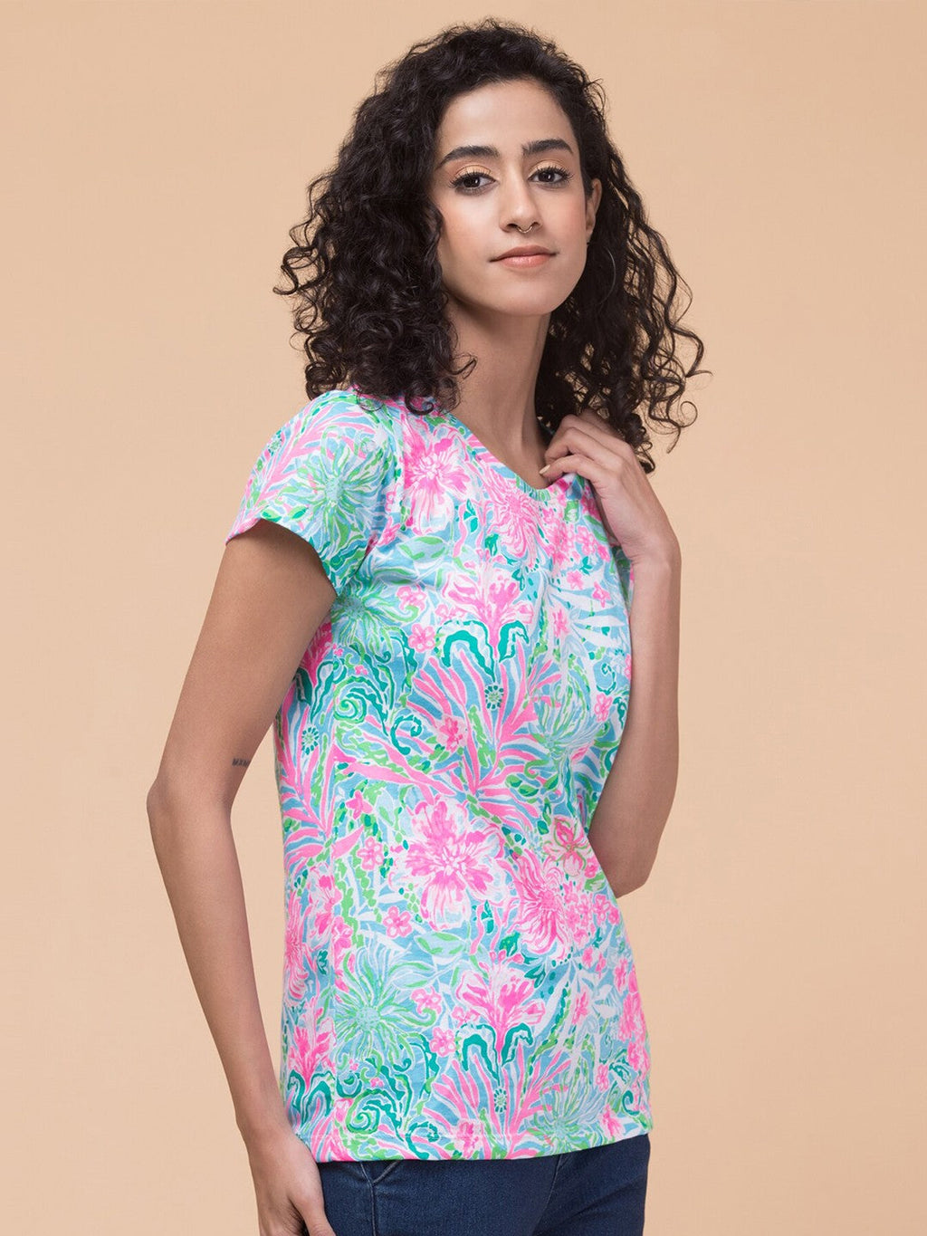 Multicolor Floral Print T-shirt