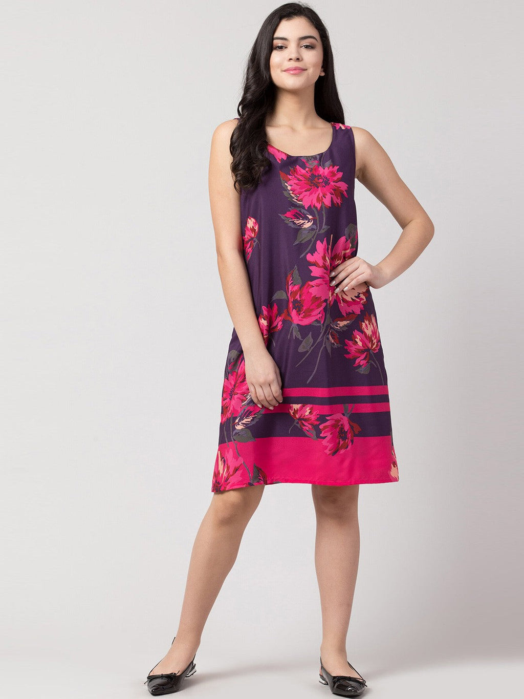 Purple Blossom A-Line Dress