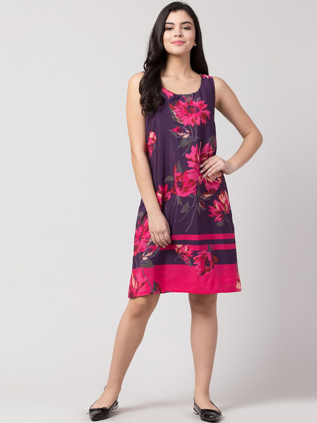 Purple Blossom A-Line Dress