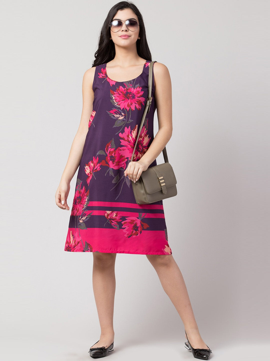 Purple Blossom A-Line Dress