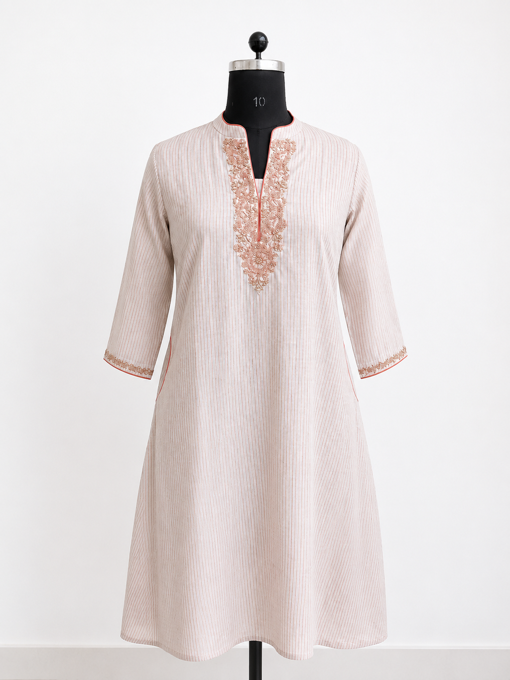 Blush Pink Embroidered A-Line Kurta Set