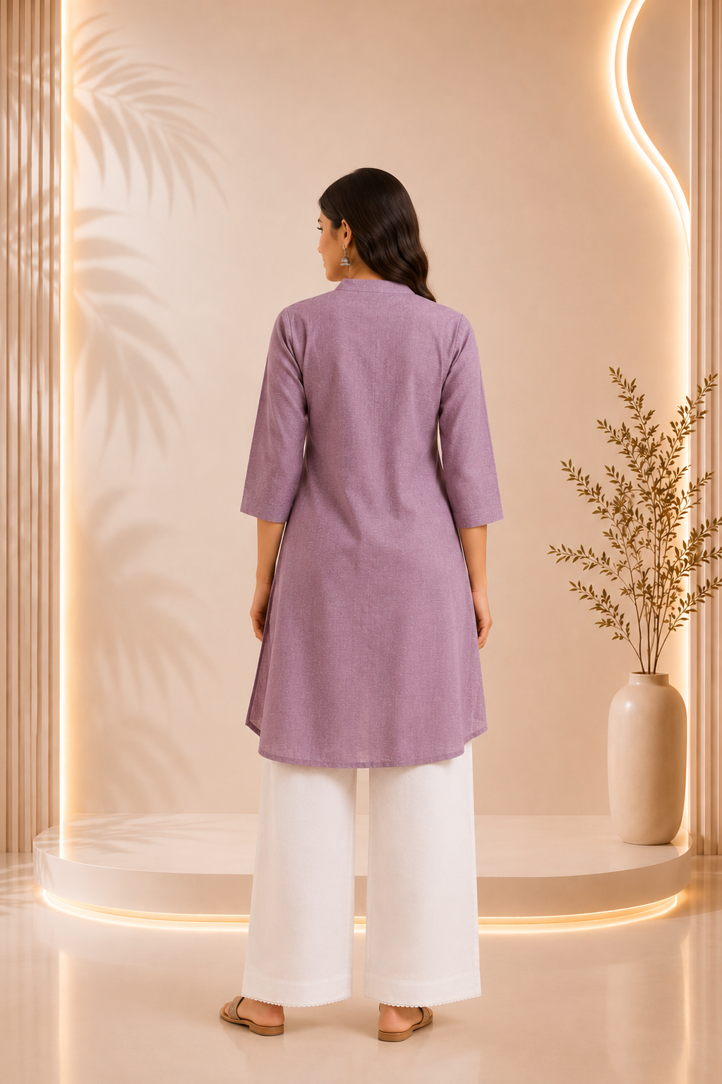 Handcrafted Dusty Mauve Floral Embroidered Shirt