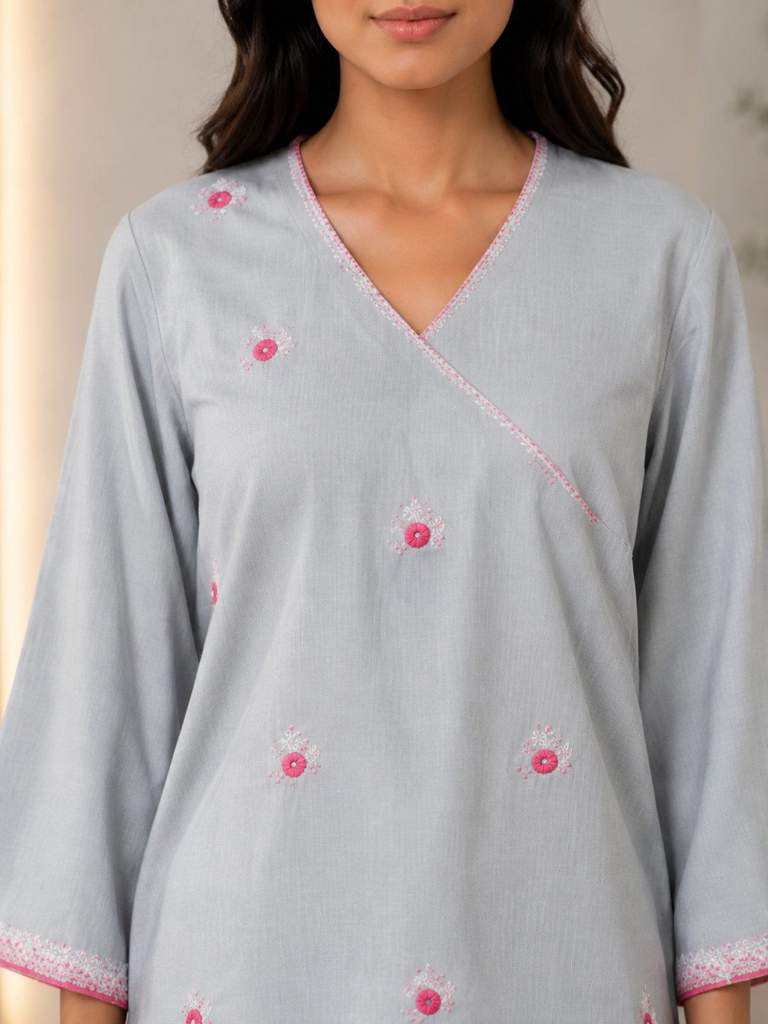 Grey Embroidered Co-ord Set