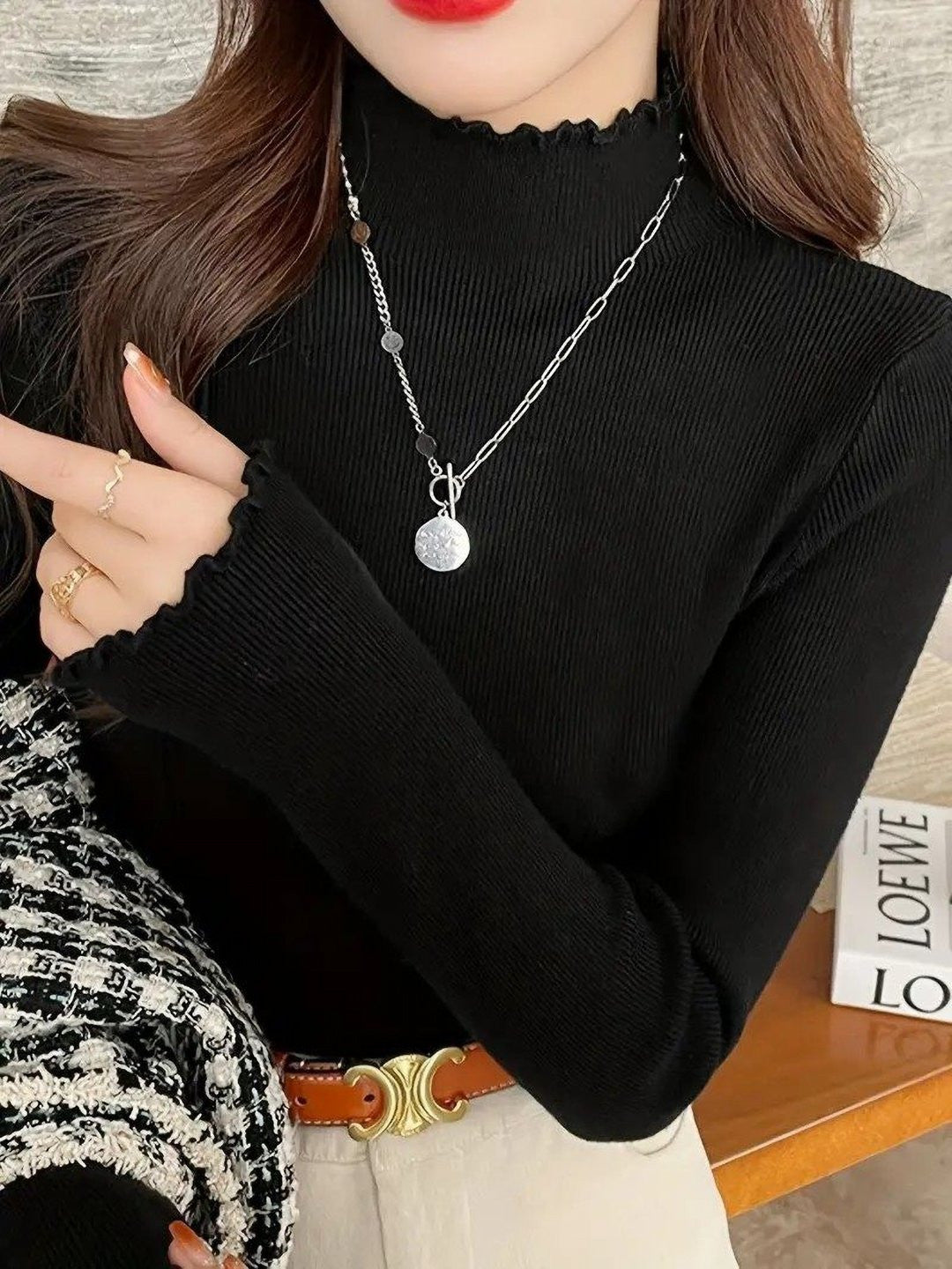 Noir Chic High Neck Top