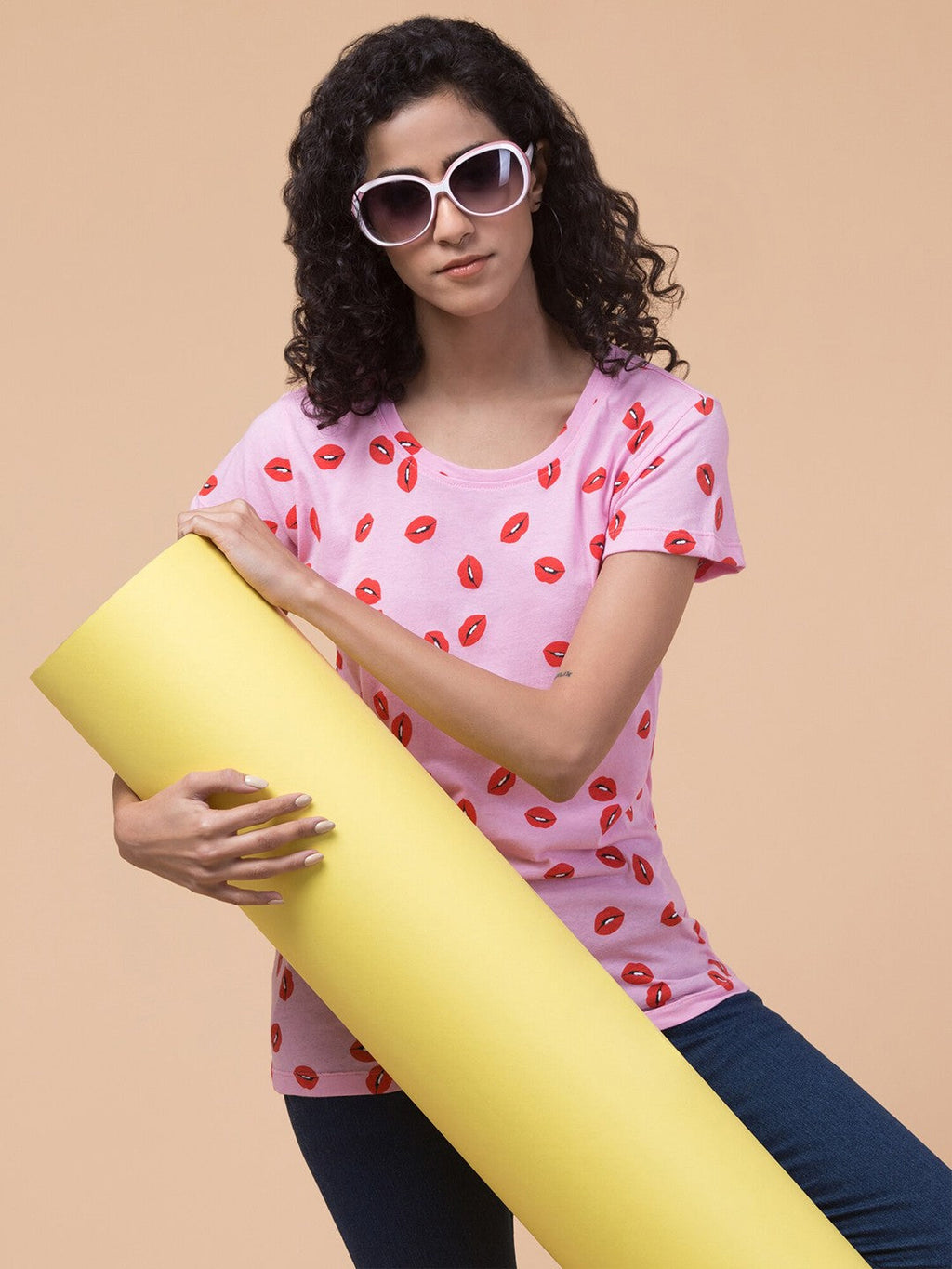 Pink Printed Relaxed Fit T-shirt