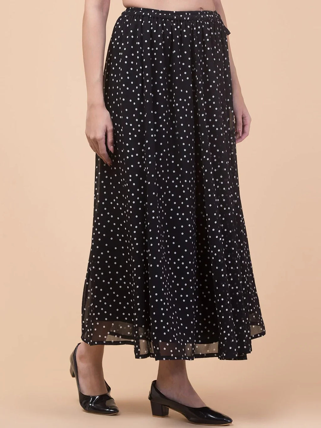 Black Abstract Print Maxi Skirt