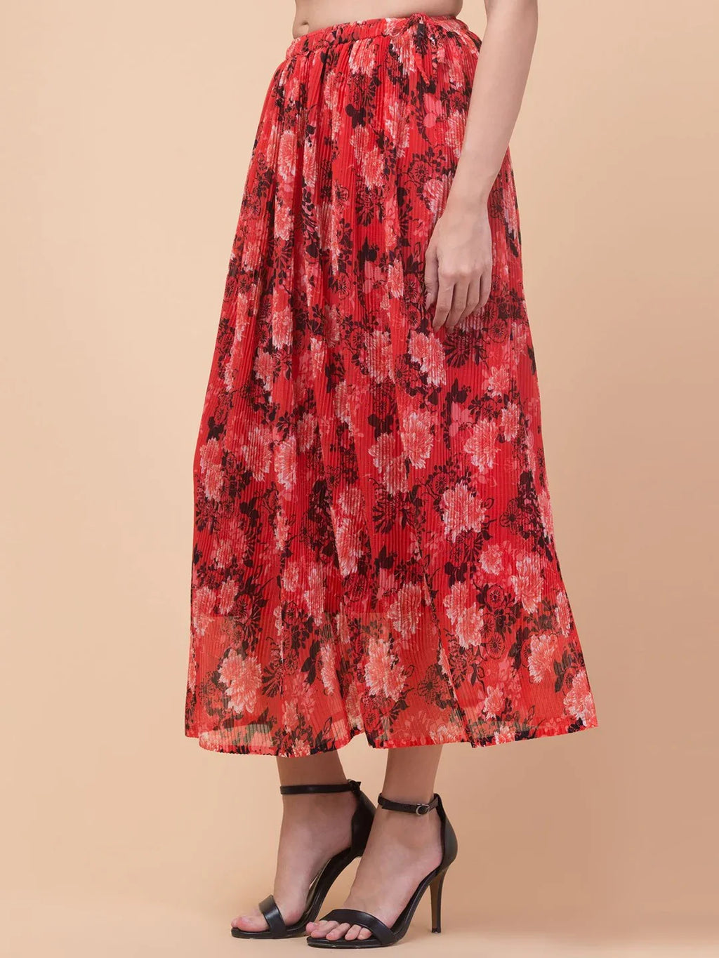 Black Abstract Print Maxi Skirt