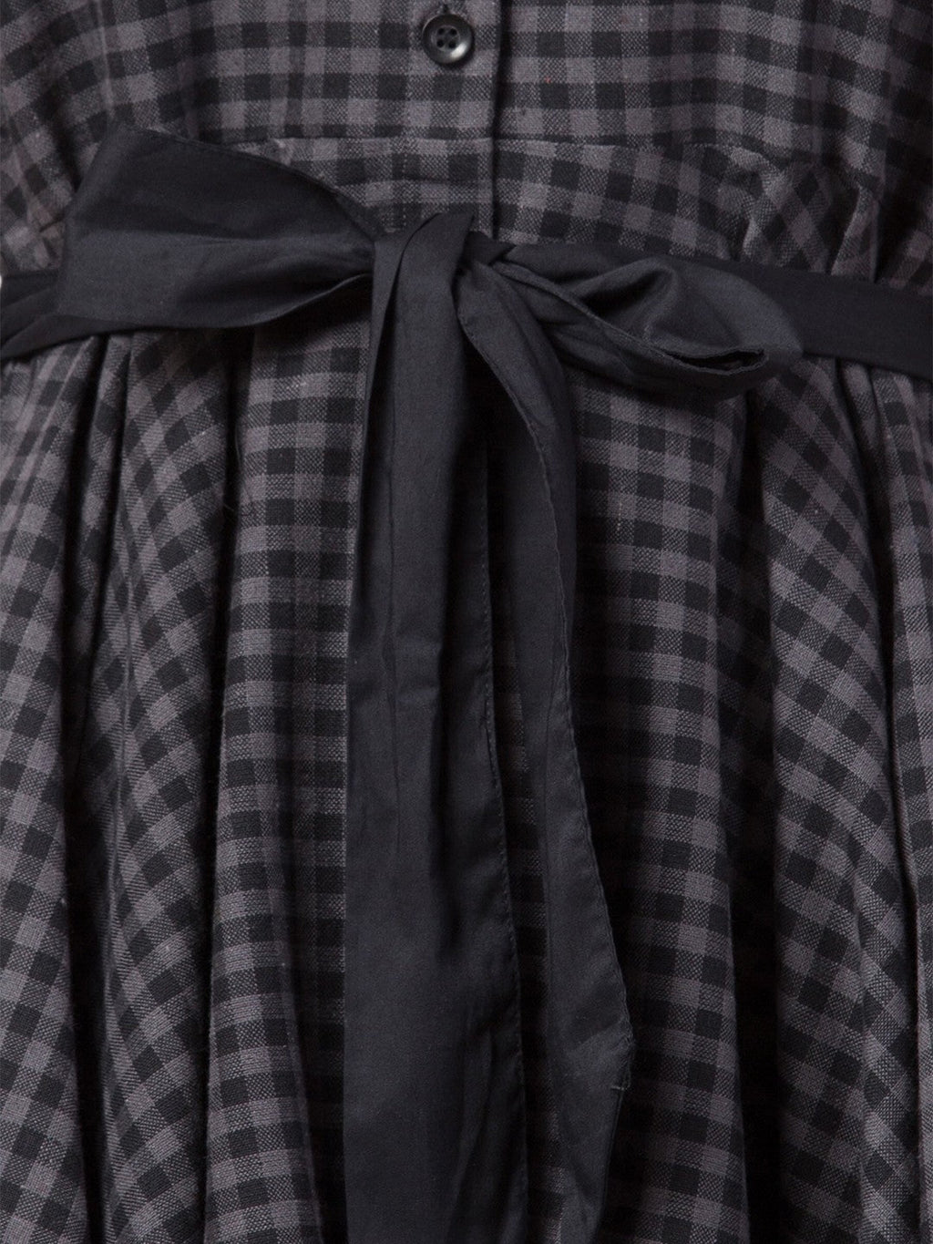 Checked Cotton Shirt Collar Dress