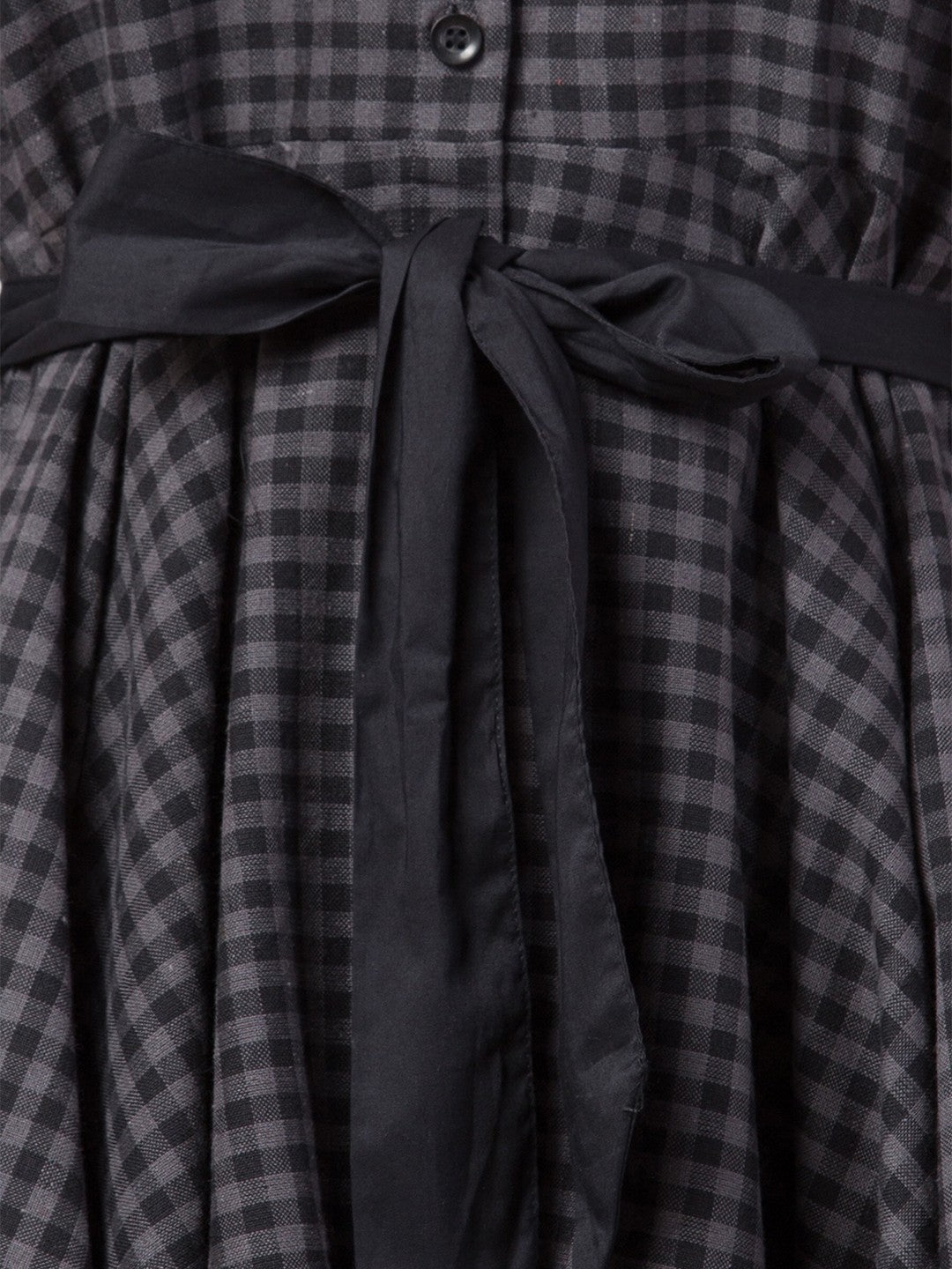 Checked Cotton Shirt Collar Dress