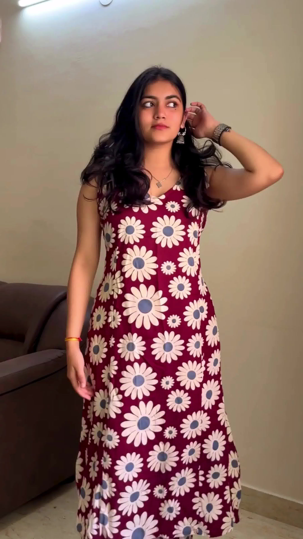 Maroon Floral kurta Pant Set