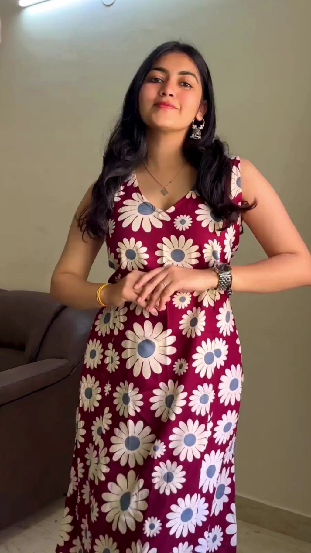 Maroon Floral kurta Pant Set