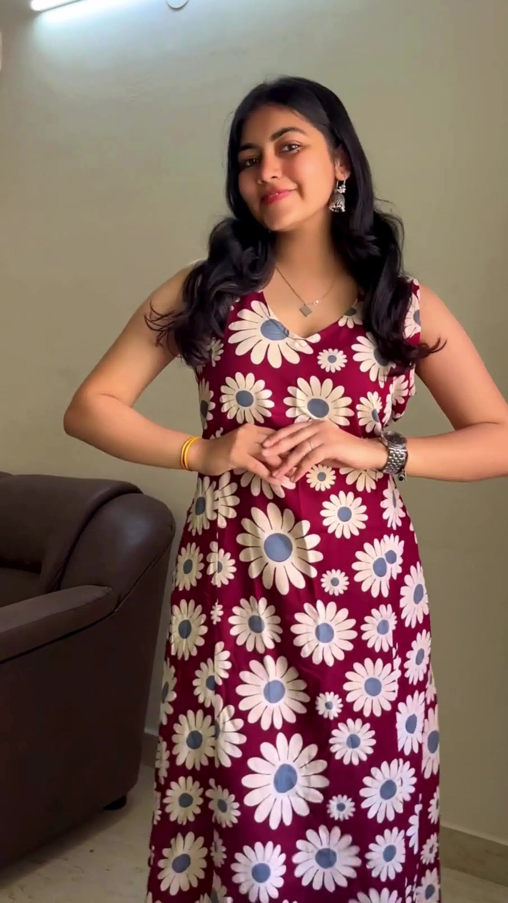 Maroon Floral kurta Pant Set