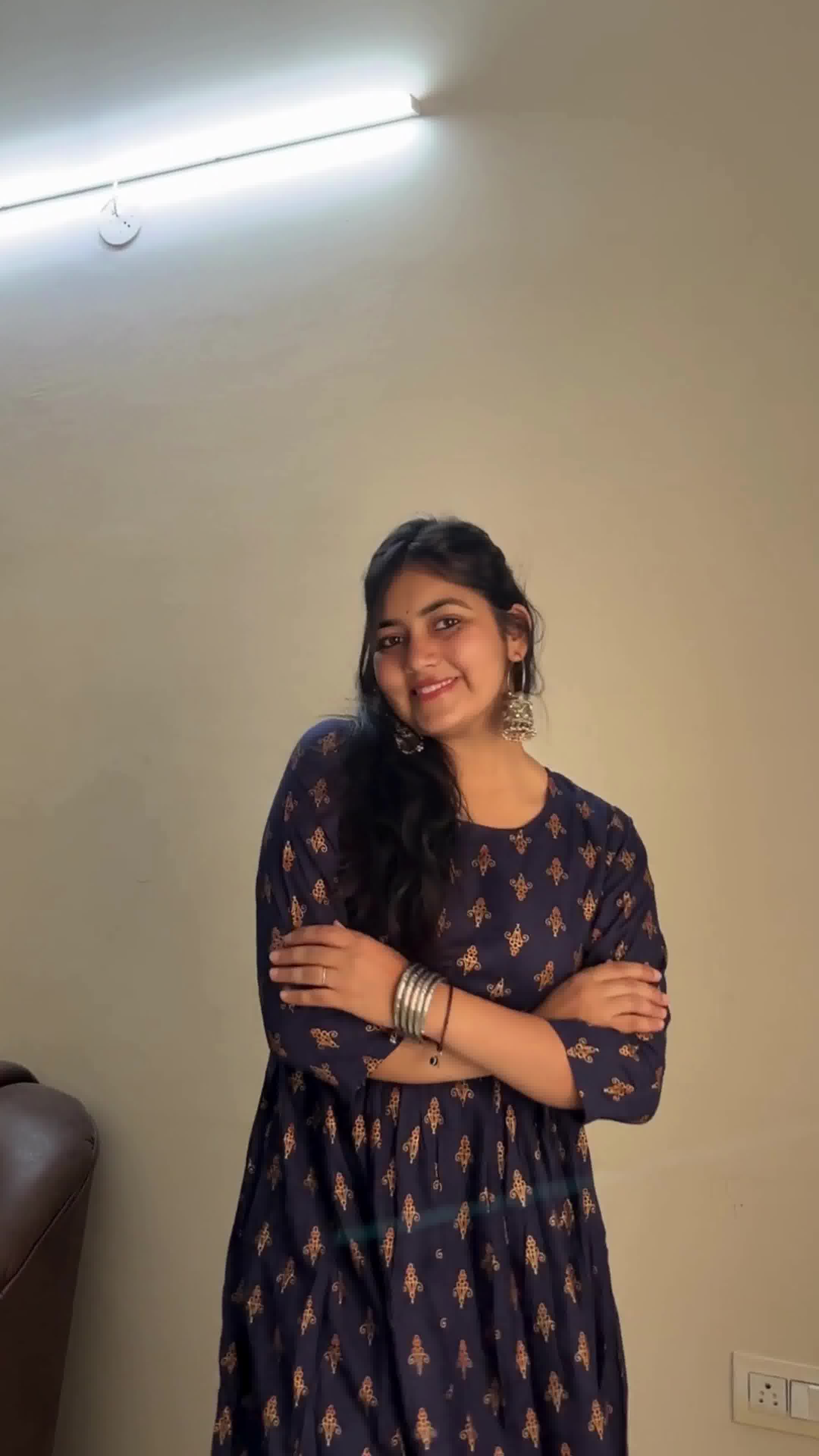 Chic Anarkali Dark Blue Midi Dress