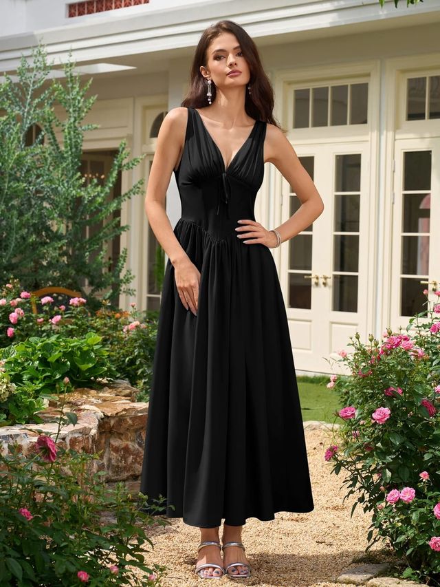 Midnight Charm Fit & Flare Maxi Dress