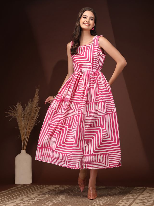 Classic Blush Fit & Flare Maxi Dress