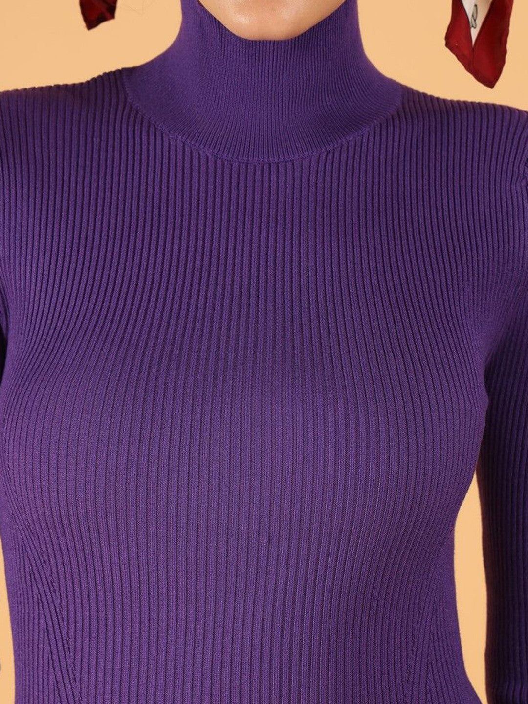 Purple Chic High Neck Bodycon Dress