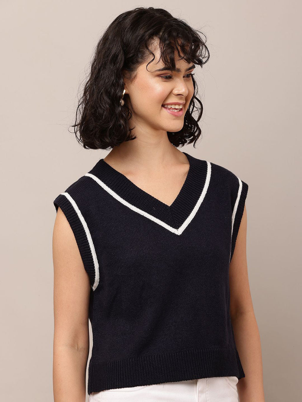 Black Luxe V-Neck Cotton Sweater