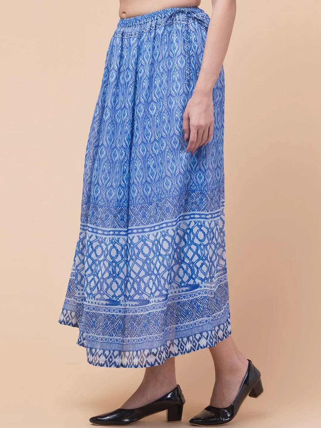 Black Abstract Print Maxi Skirt