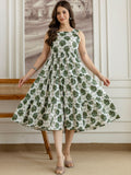 Floral Charm Green Midi Dress