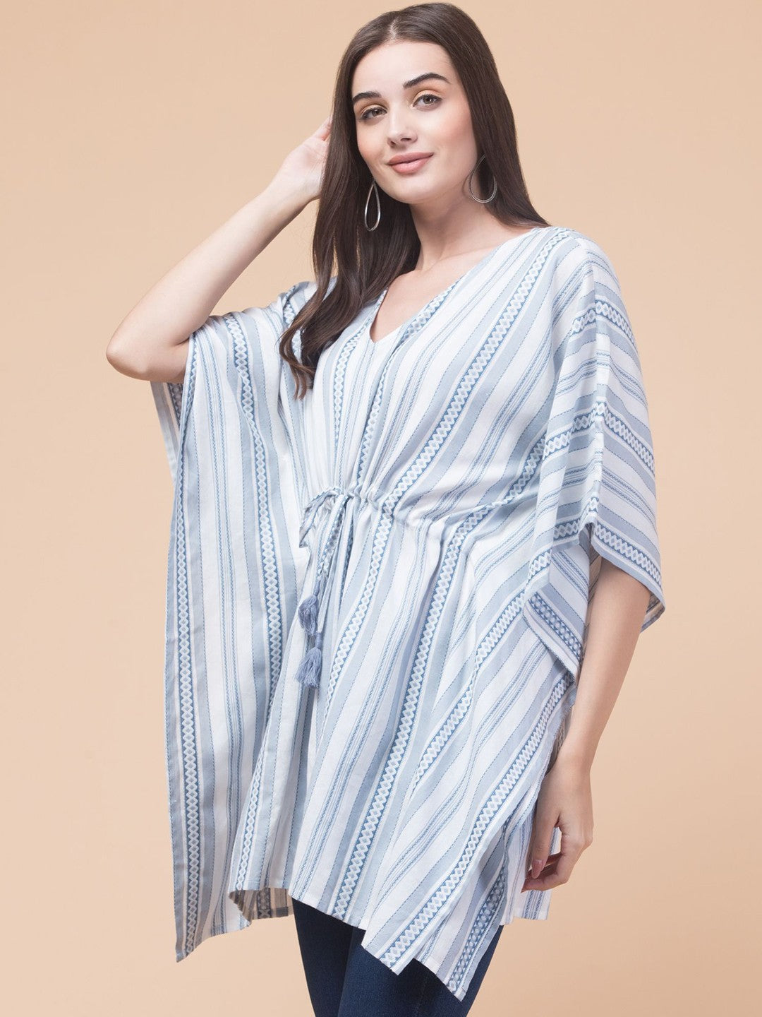Blue Striped Vibe Kaftan Top