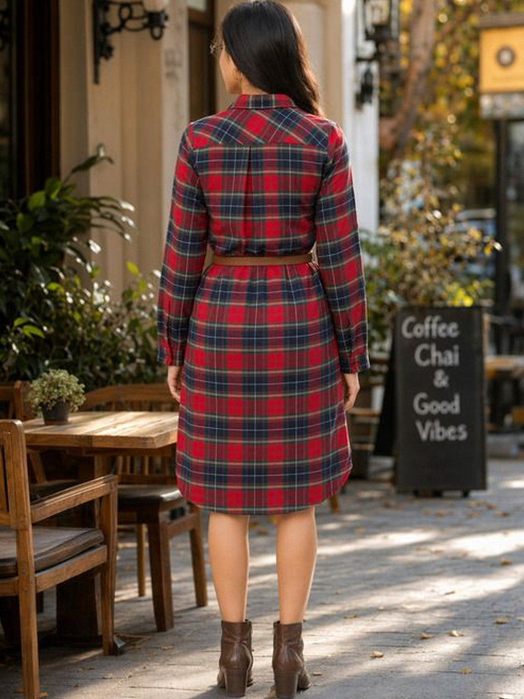 Scarlet Checks Shirt Dress
