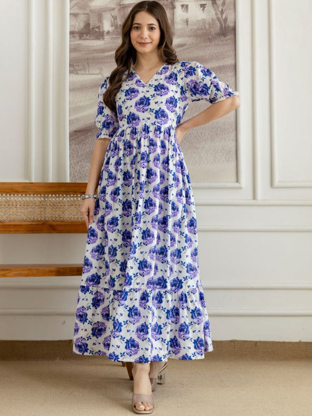 Purple Meadow Flare Maxi Dress