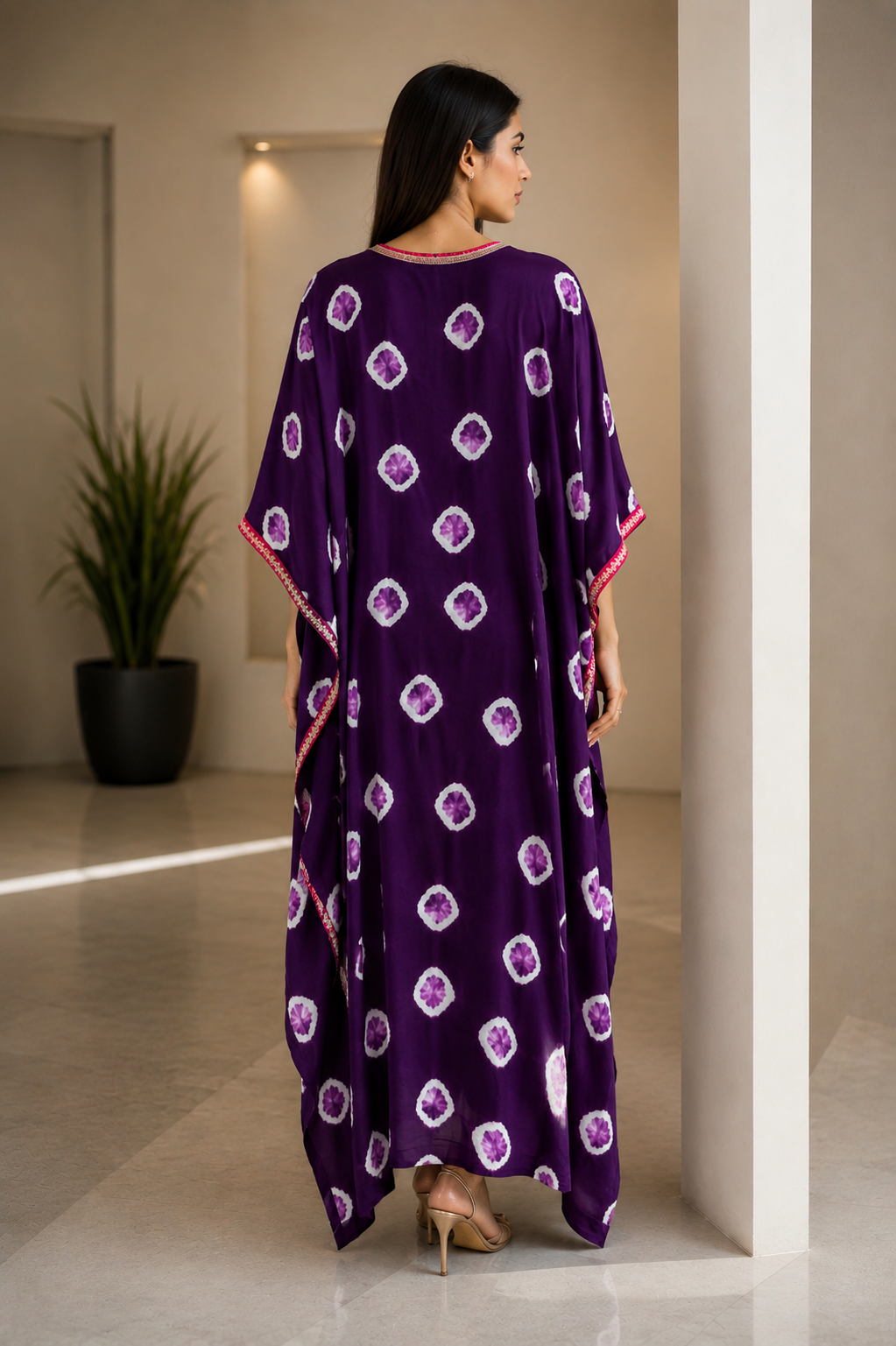 Royal Amethyst Bandhani Kaftan