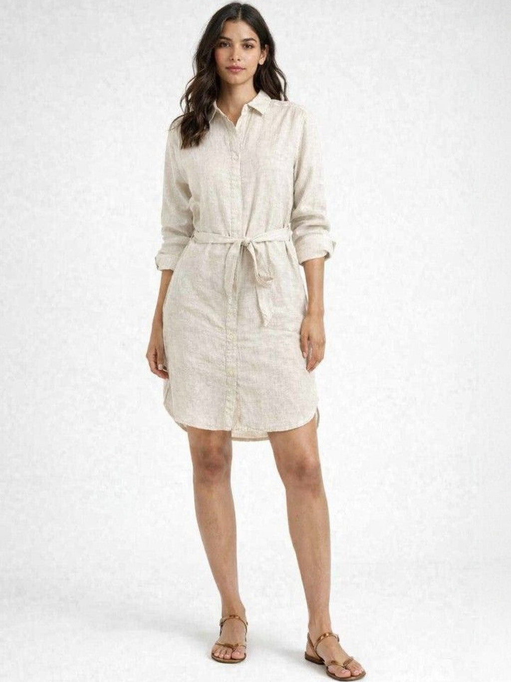 Grey Grace Linen Shirt Dress
