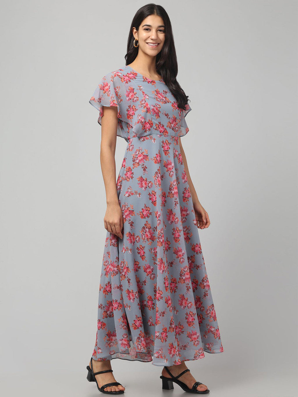 Chic Floral A-Line Maxi Dress