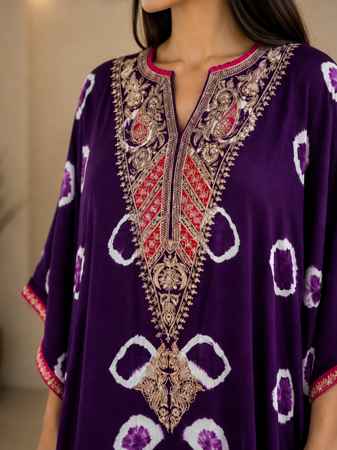 Royal Amethyst Bandhani Kaftan