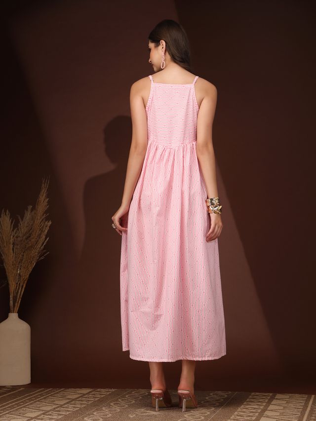 Geo Chic Pink Maxi Dress