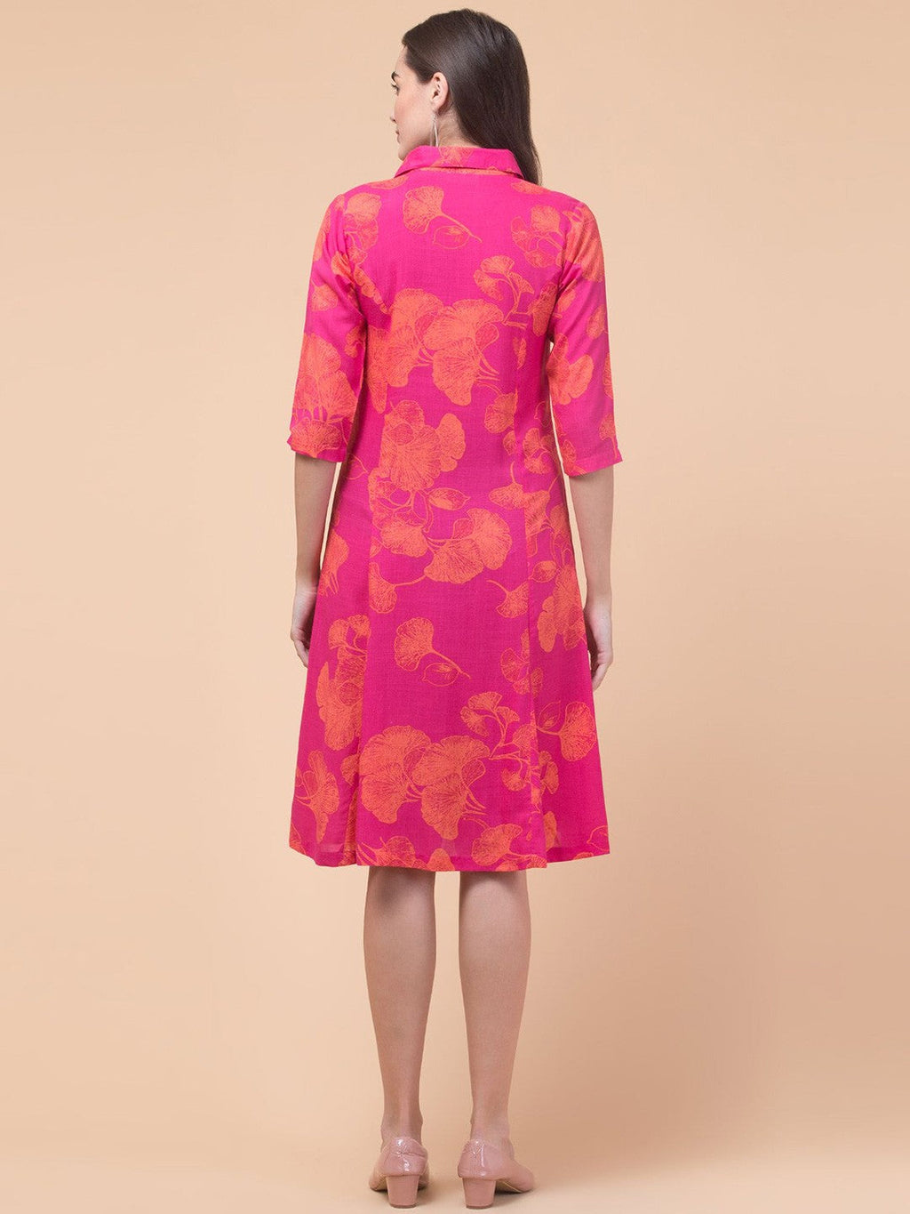 Blush Bloom Floral Shirt Midi Dress