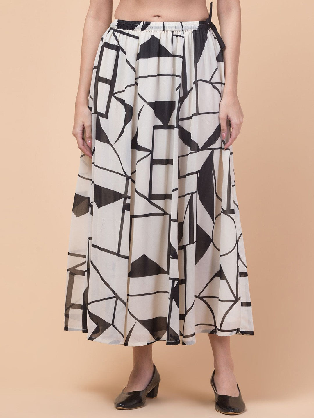 Off-White Geometric Print Maxi Skirt