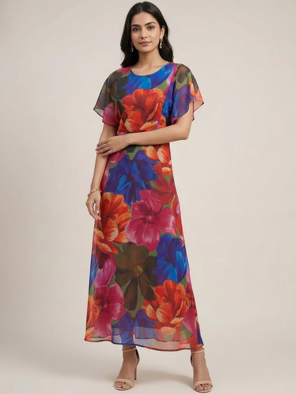 Chic Floral A-Line Maxi Dress