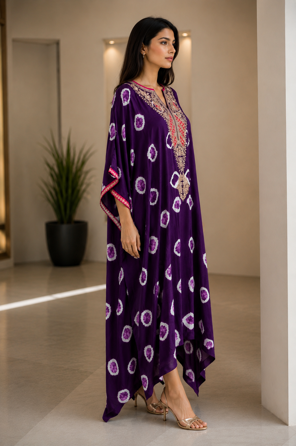 Royal Amethyst Bandhani Kaftan
