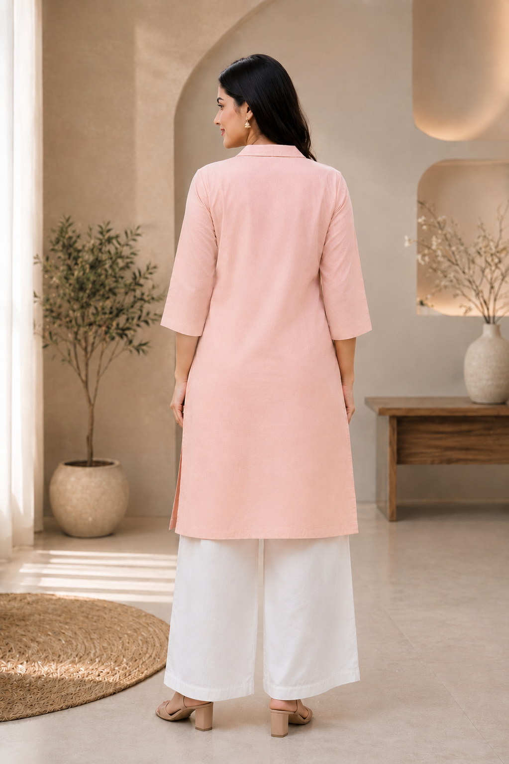 Peach Floral Kurta