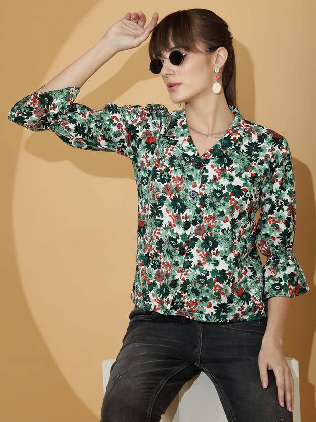 Emerald Elegance Printed Top