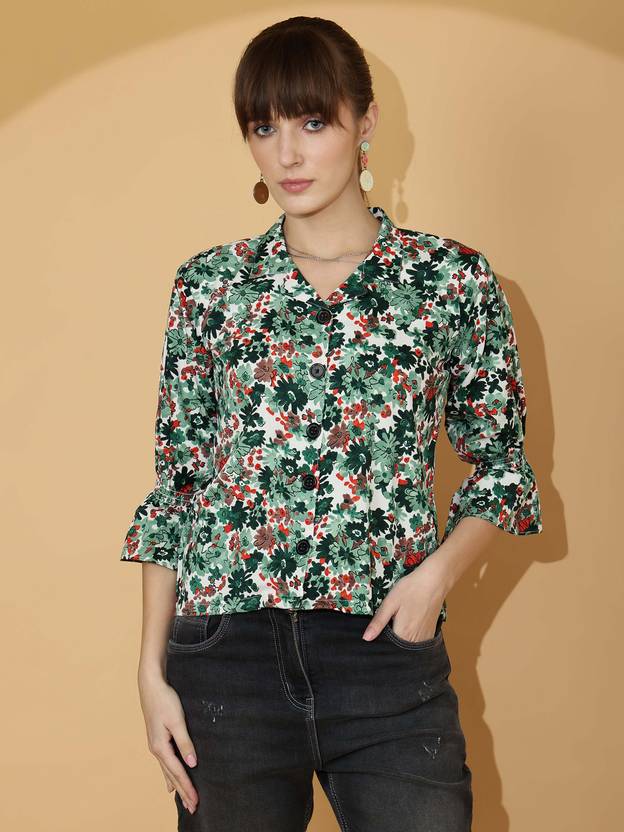 Emerald Elegance Printed Top