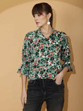 Emerald Elegance Printed Top