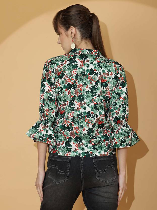 Emerald Elegance Printed Top